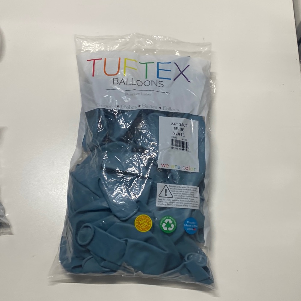 24 inch Tuf-Tex Blue Slate Latex Balloons - 25 count